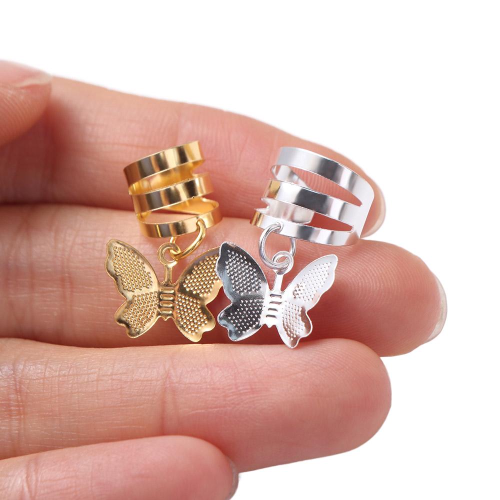 20Pcs Butterfly Hollow Out Hair Ring Dread Locks Hair Braid Tubes Dreadlocks Beads for Braids