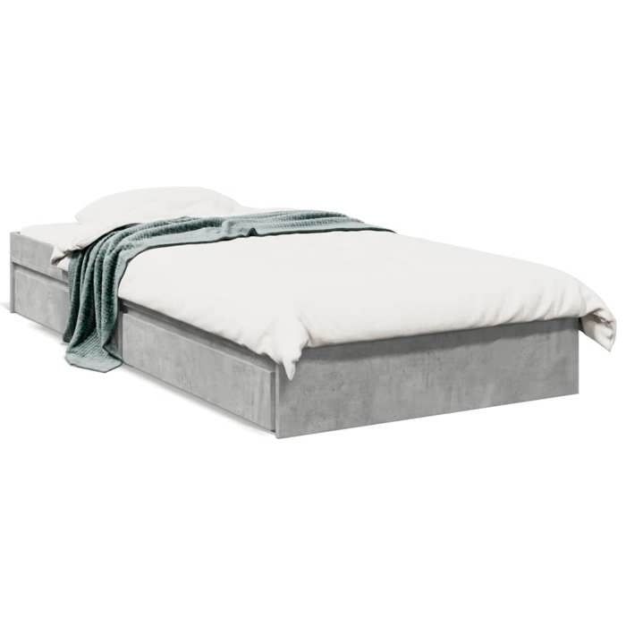 VidaXL Bed Frames and Drawers Concrete Grey 90x190 Cm Engineered Wood, Bed, Storage Bed, Single Bed Frame, Bed 3280709