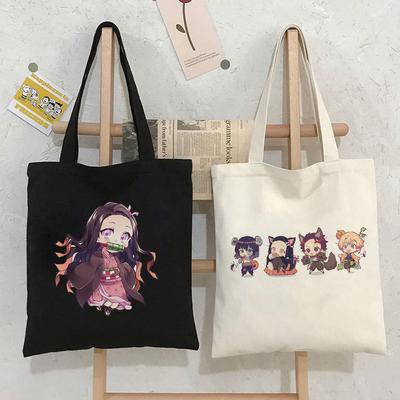 Japanese Demon Slayer Ulzzang Cartoon Casual Cute Shopping Bag Large-capacity Fashion Women's Tote Harajuku Shoulder Canvas Bags