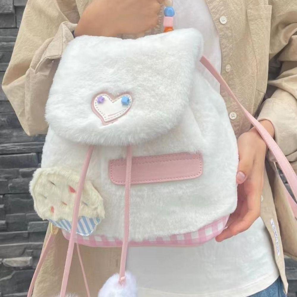 Adjustable Shoulder Strap Cake Plush Backpack Large Capacity Cartoon School Bag  Kids Birthday Gift