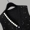 Women's French Style V-Neck Beaded Knit Vest