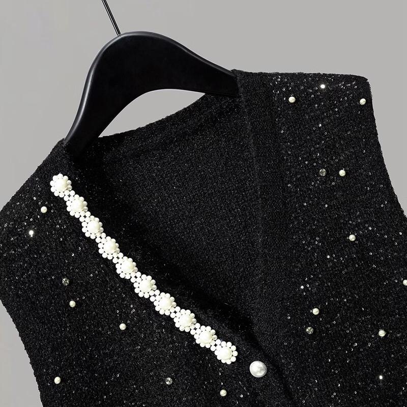 Women's French Style V-Neck Beaded Knit Vest