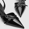 Thin Heel Versatile Trend Commuter Year Cat Heel Sandals Buckle Pointed High Heels Patent Leather