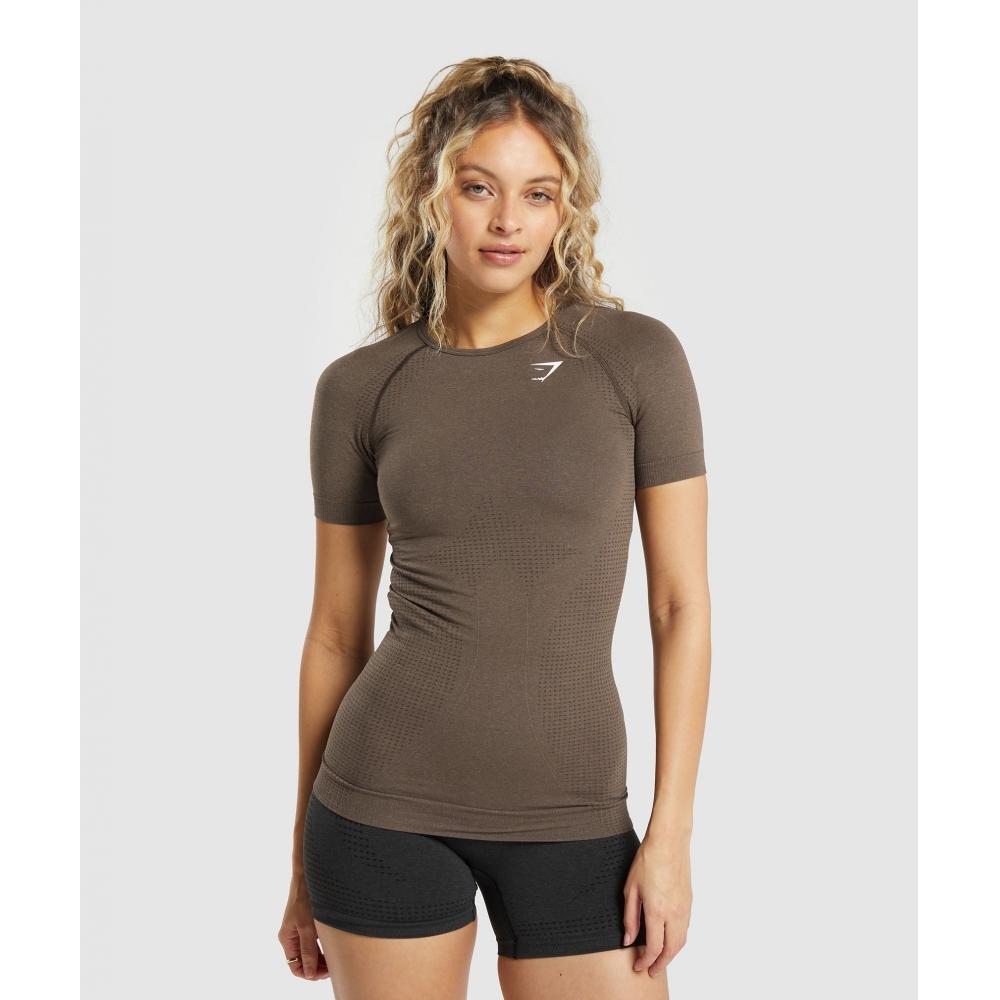 

Бесшовная футболка GYMSHARK Vital Penny Brown Marl B1A7P NCLW XL