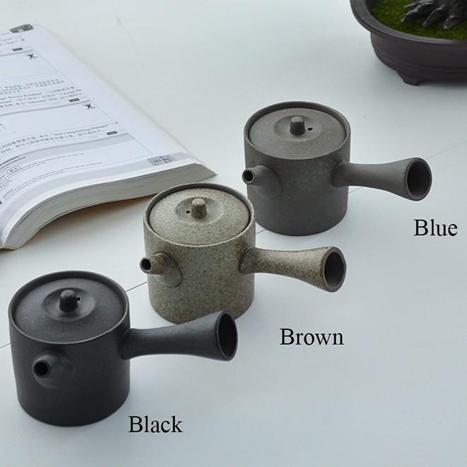175ml Japanese Style Ceramic Side Handle Teapot Black Pottery Kung Fu Tea Set