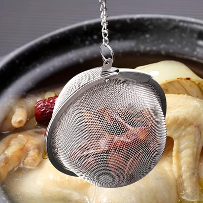 1 Stück/304 Edelstahl Aromafilterkugel, Teefilterkugel, Suppenfilterkugel mit Verlängerungskettenhaken