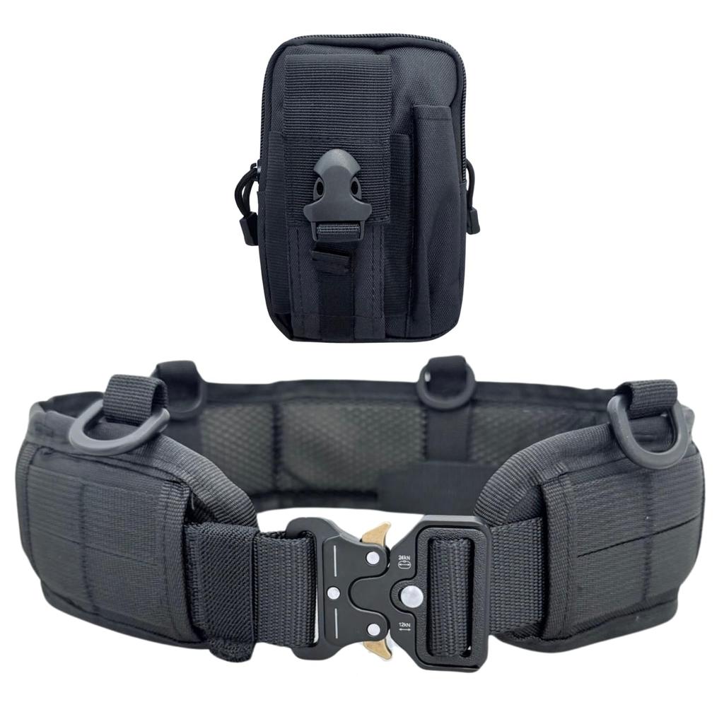 AhhYouMe Tactical Belt with Waist MOLLE Belt and Tool Pouch Black Belt, Airsoft/Work Bag, Loops, Set,