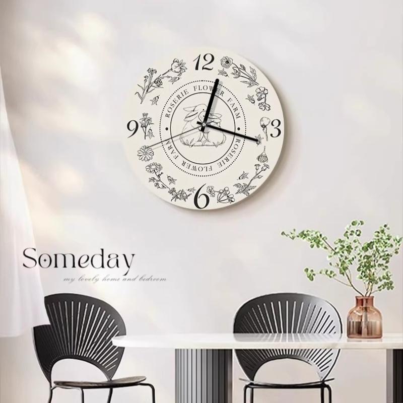 French Style Living Room Wall Clock Bedroom Wooden Silent Wall Clock Retro Restaurant Creative Big Wall Clock Room Decoration