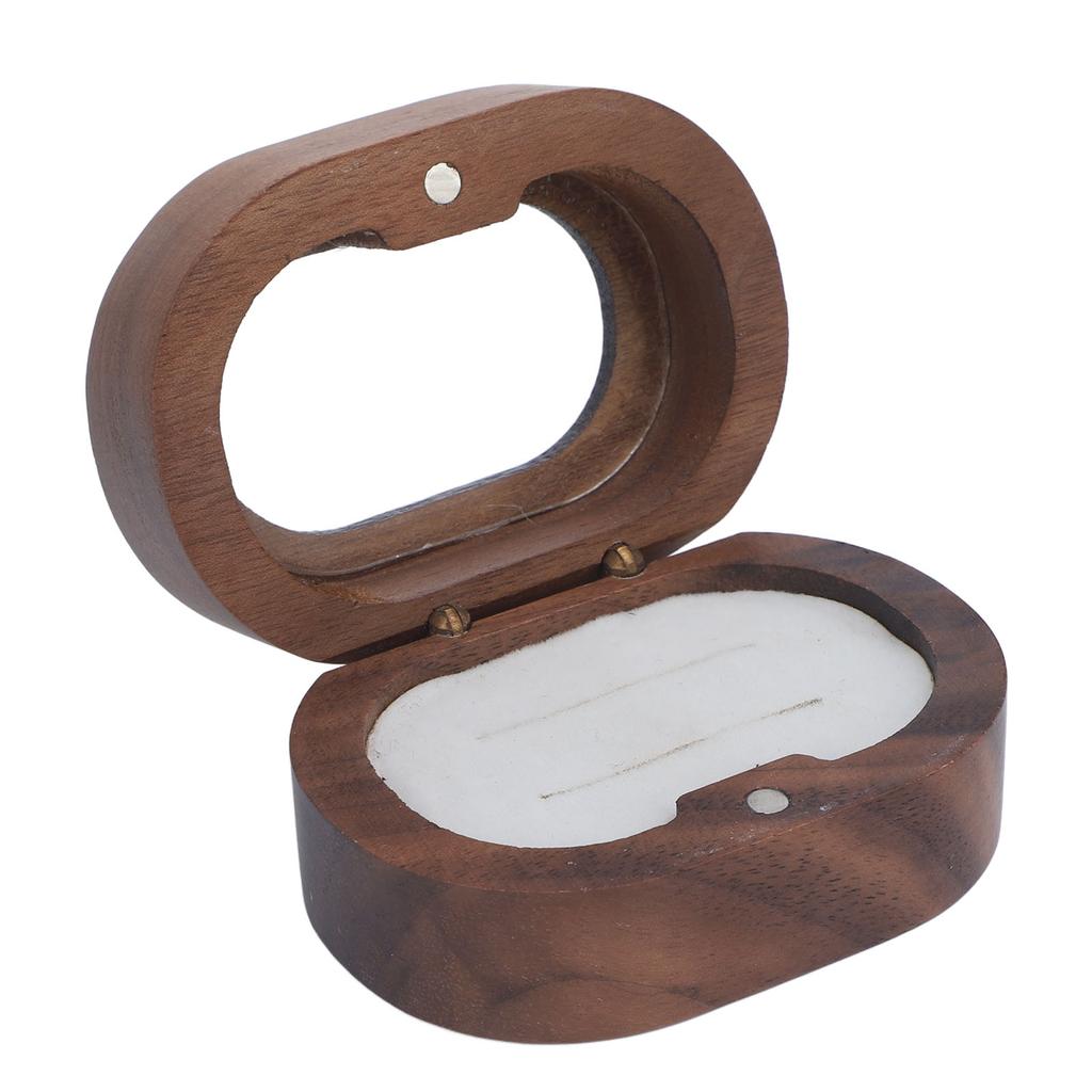 Ring Storage Box Vintage Walnut Wood and Soft Sponge Proposal Ring Holder for Wedding Or Festival Magnetic Closure