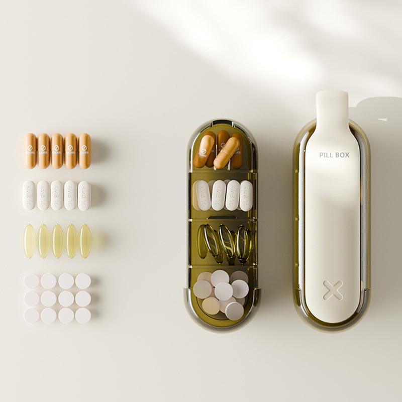 2 in 1 Portable Pill Taker Remover with Medicine Box Household Gadgets, Tablets, Pills Assistance Tool New Design Pill Dispenser