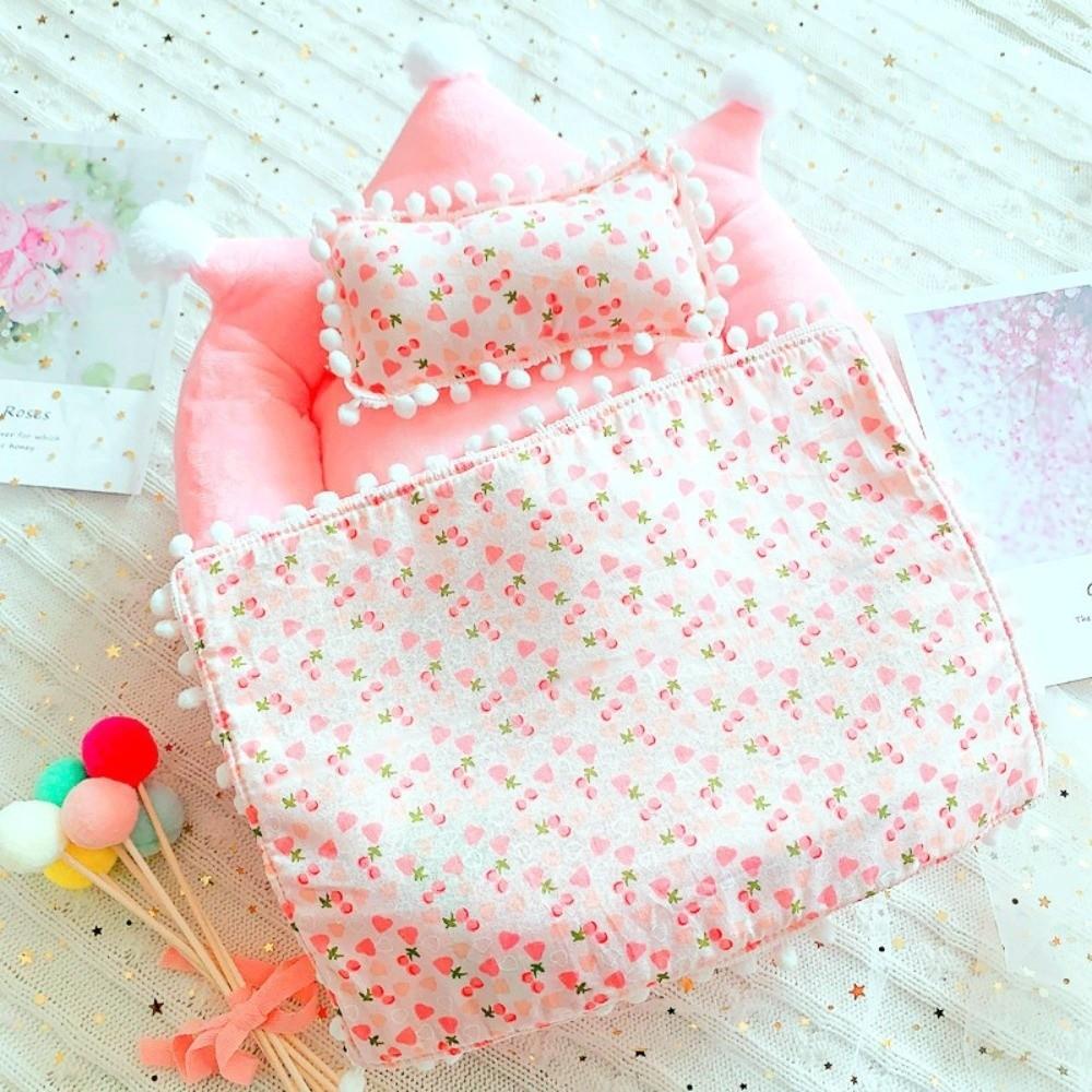 Mini-Puppenbett Gemütliches Puppenbettwäsche-Zubehör Niedliches Puppenbettwäsche-Set für Spielzeug-Mädchen-Geschenk