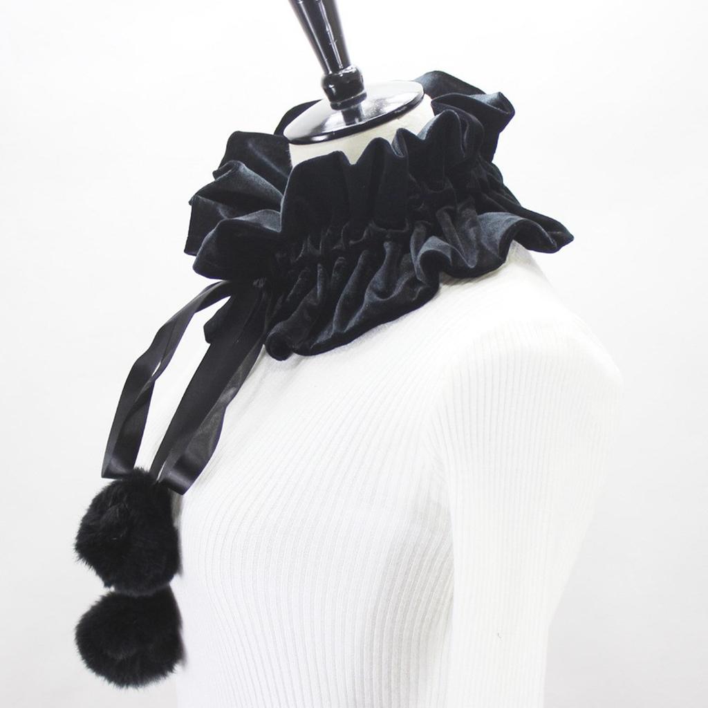 Victorian Vintage Pom Pom Neck Ruff Ruffle Collar Layered Clown Neck Collar Tie Cosplay Accessories for Women