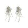Elegant Dangle Earrings With Glittering Beaded Tassels Sensitive Skin Friendly Alloy Jewelry For Daily Wear