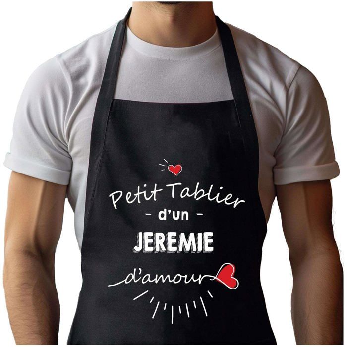 Tablier de cuisine - Jeremie d'amour - Noir - Impression bretonne - Coton résistant