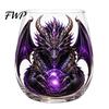 Crystal Orb Wine Glass Mythic Dragon Art Cup, 3D Sculpted Drinking with Ball, Detailed Mythical Animal Glassware 400ml Fantasy Whiskey Tumbler