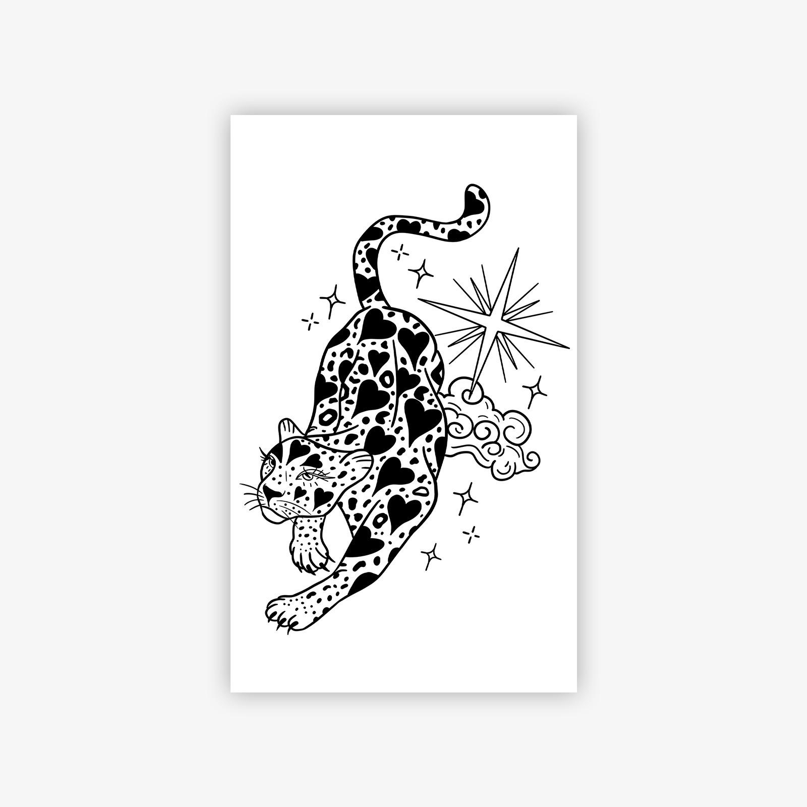 Tattoo Sticker Love Leopard Waterproof And Long-Lasting Non-Reflective High-End Sense Domineering Personality Men S Tattoo Sticker 9*15