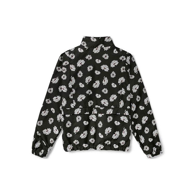 Vans Floral Print Sports Casual Stand Collar Jacket Women Jacket Black VN0A4RBOZK3