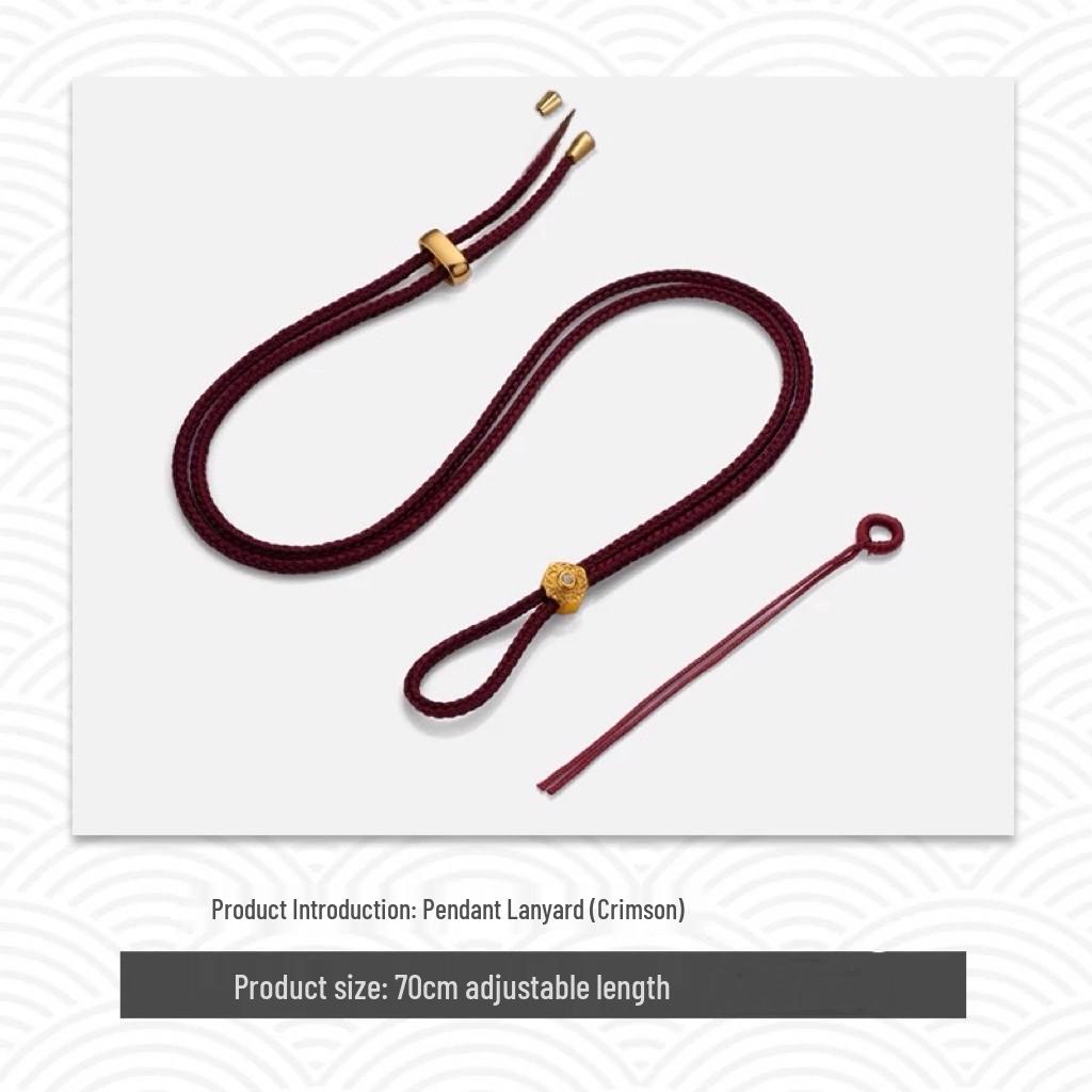 Hand-Woven Gold Pendant Lanyard Necklace with Eight Treasures Compass