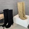 Fashion Winter Street Style Round Toe Women Knee-High Boots Concise Punk Style Thin High Heels Shoes Female Long Booties