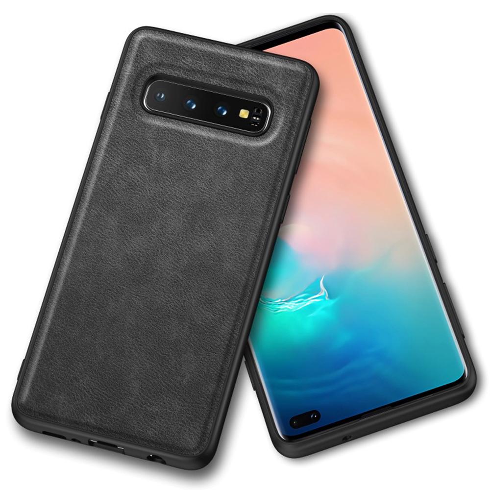 

Phone Case for Samsung Galaxy S10 Plus,PU Leather Coated TPU+PC Retro Back Cover Black