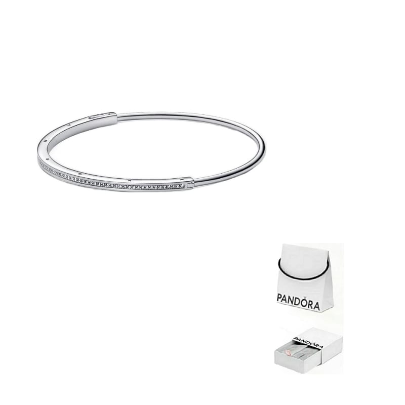Pandora Signature Collection 925 Sterling Silver Synthetic Cubic Zirconia Bangles Women's 592313C01
