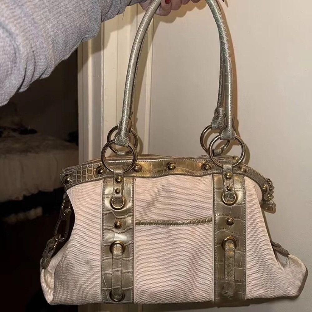 New Y2K Patchwork Shoulder Bag Riveted Design Large Capacity Underarm Bag Handbags Women Casual Wear
