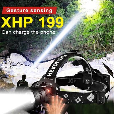 XHP199 Smart Sensing-Stirnlampe, leichter, tragbarer Scheinwerfer, eingebauter Akku, wiederaufladbare Stirnlampe, verstellbare, wasserdichte Stirnlaterne