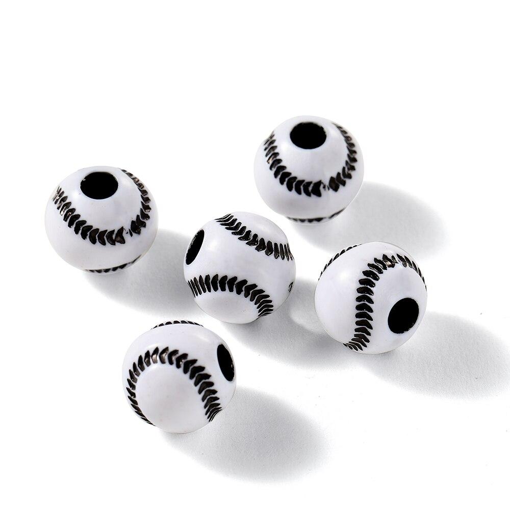 30 sztuk/partia akrylowe rugby tenis koszykówka koraliki sportowe dystansowe koraliki do tworzenia biżuterii DIY bransoletka naszyjnik akcesoria rzemieślnicze