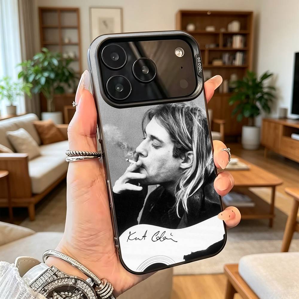 Nirvana Rock Singer B-Band Gift Phone Case For iPhone 17,16,15,14,13,12,11Plus,Pro Max,XS,Colorful Silver Phone Case Funda Cover