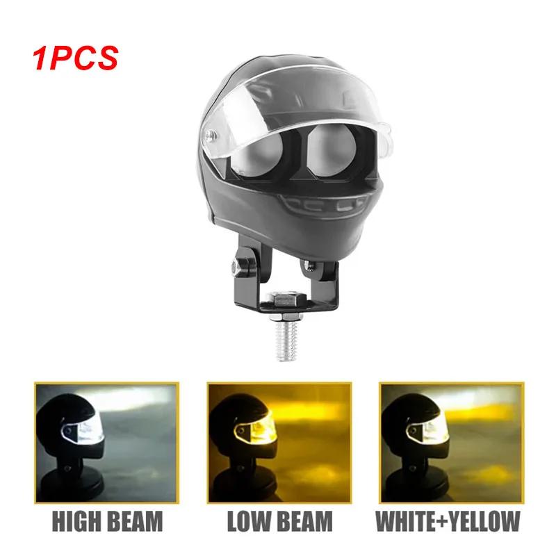 

Helmet Style Fog Driving Light Motorcycle LED Headlight Dual Eye White Yellow Projector Lens Spotlights for Moto Offroad Tractor чёрный