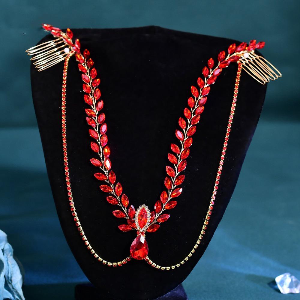 

Стразы Невеста Лоб Головная Цепочка Изысканная Конкурсная Тиара Женский Головной Убор Танцевальная Вечеринка красный