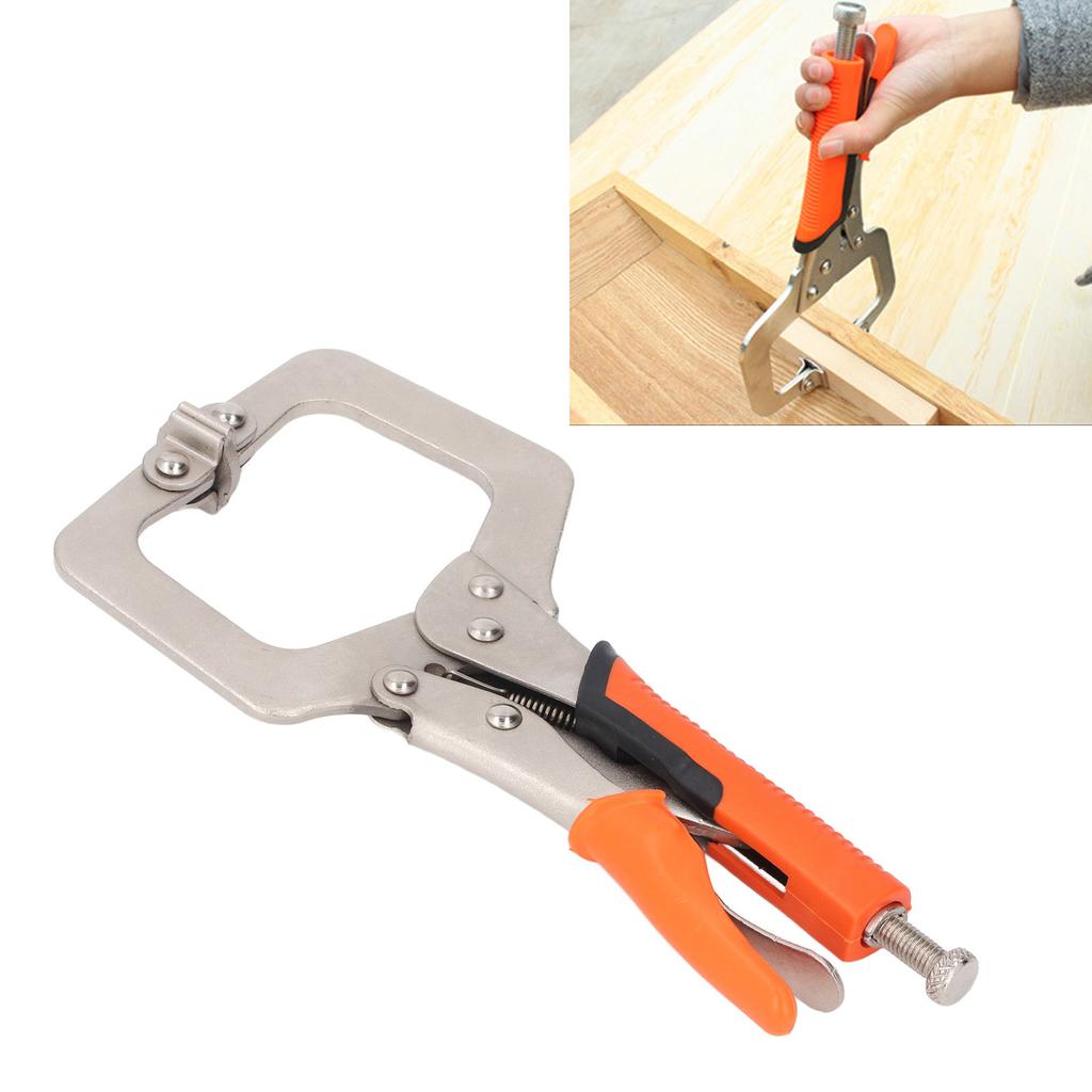 2Pcs Locking C Clamp Pliers Set Heavy Duty Woodworking Face Clamp with Rotating Pads for Welding   Hole Joinery