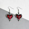 Goth Jewelry Thorns Heart Cross Earrings Red Drip Oil Rose Flower Earrings for Women Punk Charms Accessories Grunge Earrings