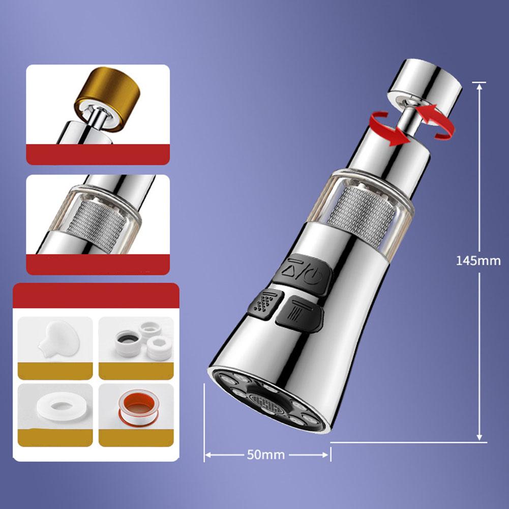 

Kitchen Faucet Extender Splash-proof Filter Kitchen Multifunction Tap Head Water Saving Aerator Sink Tap серебряный