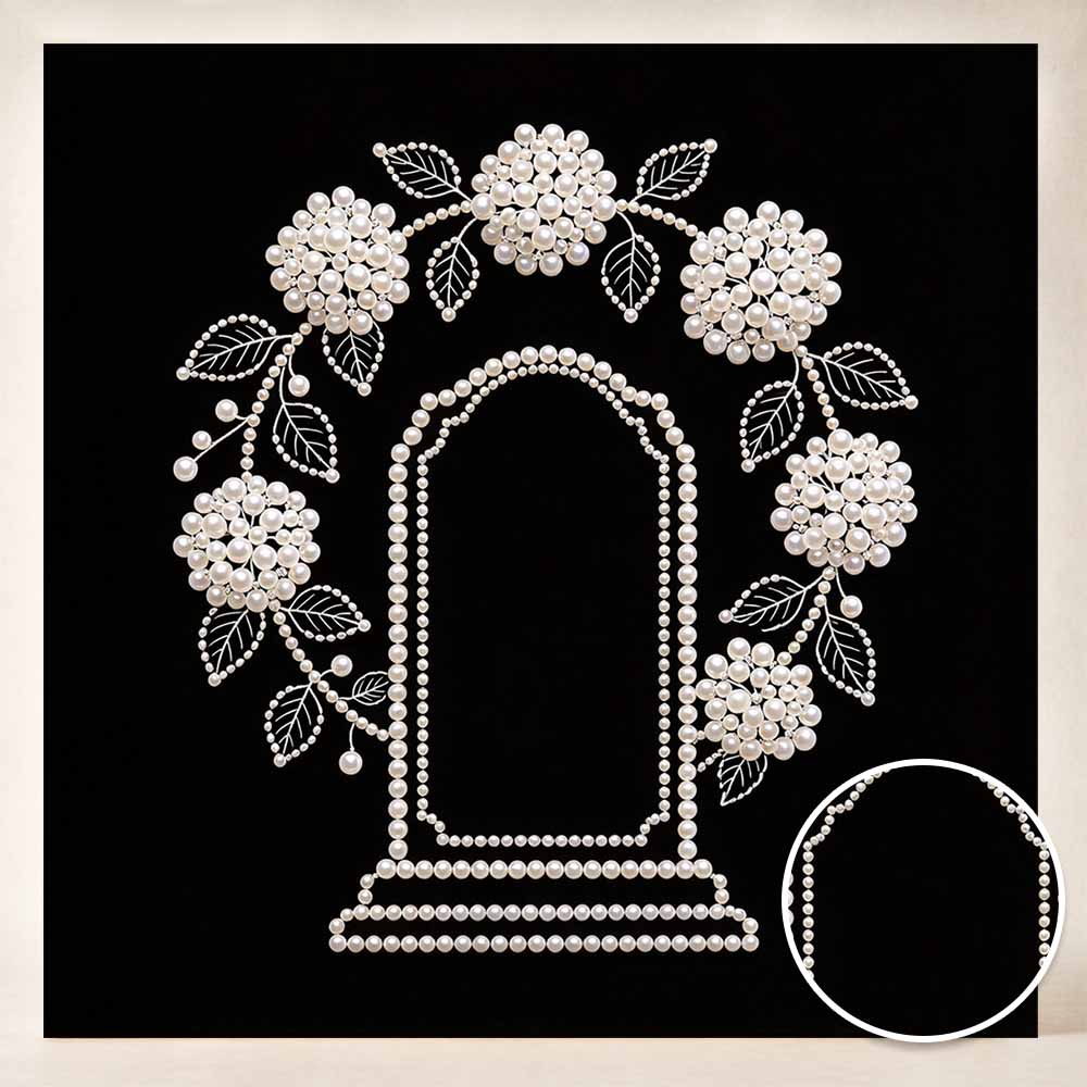 DIY Pearl Diamond Painting Set with Frame Floral Wreath Pattern 3D Pearl Beads. Home Wall Decor