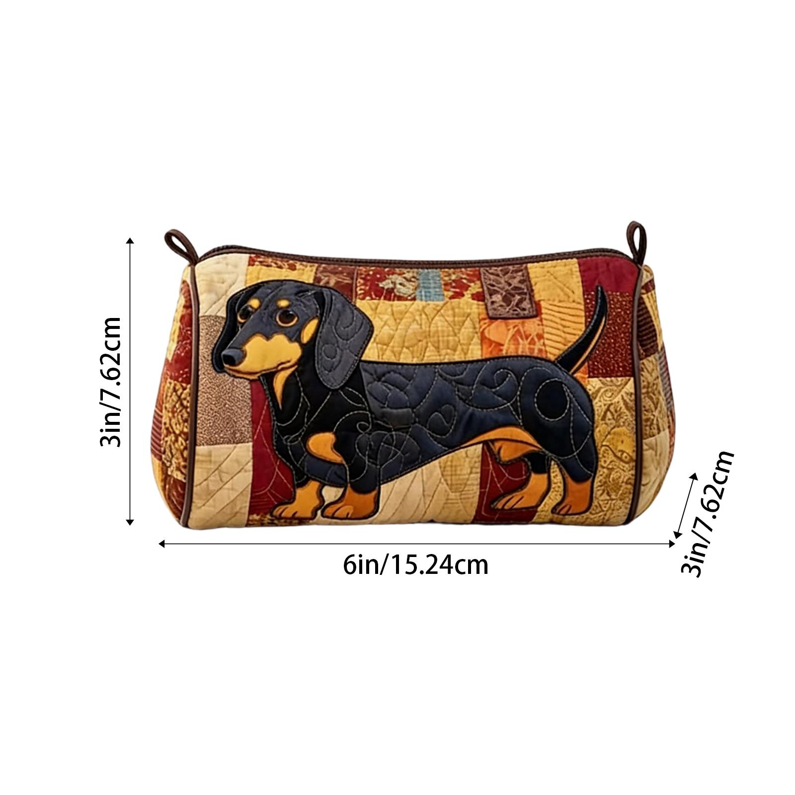 

Dachshund Print Quilted Cosmetic Bag, Cute , Retro Feel, Suitable For Home Décor One Size