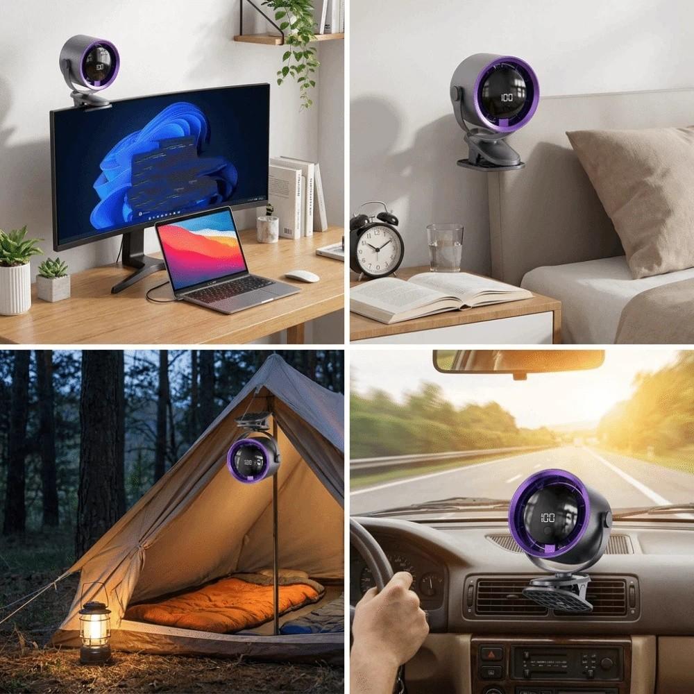 Long Lasting Battery Mini Fan Display Screen USB Fan Easy Carry Desktop Clip Fan  Office Use