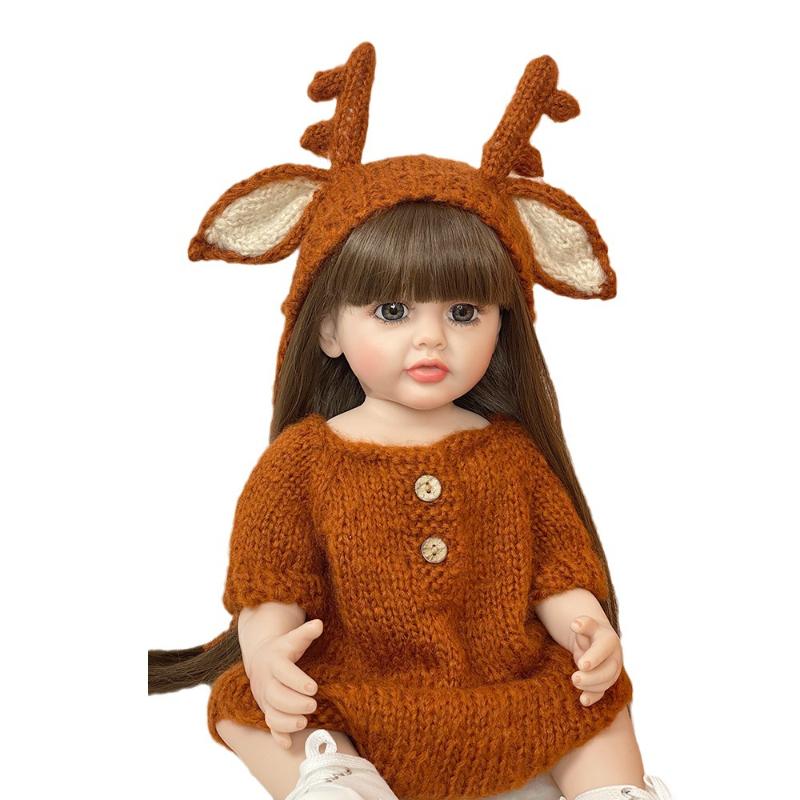 Lifelike 55 cm Silicone Full Body Reborn Baby Girl Dolls Antler Bebe Doll Newborn Toddler Children Birthday Gift Bath Accompany Toy
