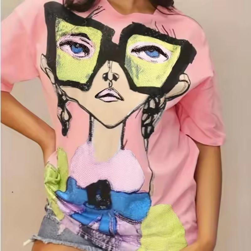 Plus Size Women Tshirt Fun 3D Print Female Clothing Fashion Summer Short Sleeve Top Casual O-Neck Tee Ladies Pullover