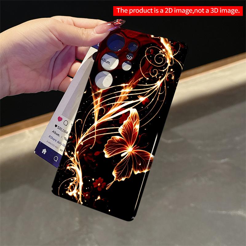 2DFlat Samsung Phone Case Glowing Butterfly & Crimson Feathers Design Applicable To Galaxy S23 S24 S25ULTRA S26 A12 A14 A15 A16 A54 A55