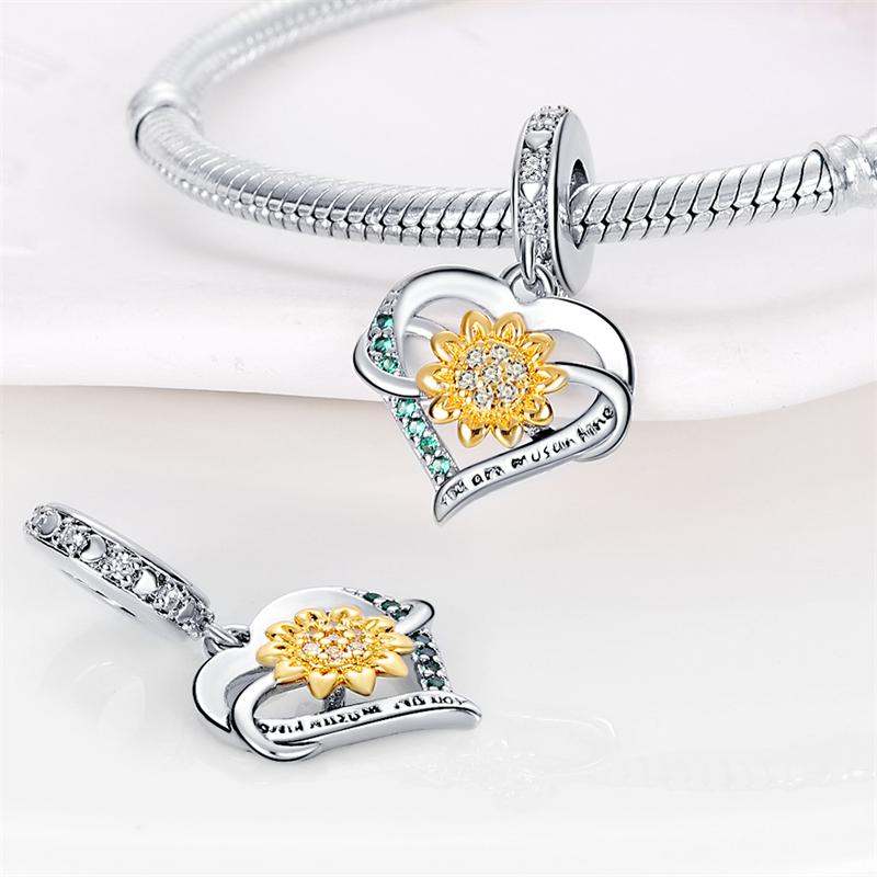 Copper Bouquet Romantic Sunflowers Firefly Theme Charm Beads Suitable For Original Bracelet Diy Gifts Jewelry
