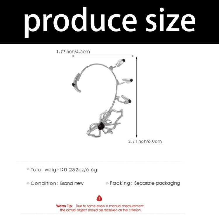 Fashionable Ear Cuff With Gothic Spiders Charm Easy Wear Without Piercing Earring For Teens Adults