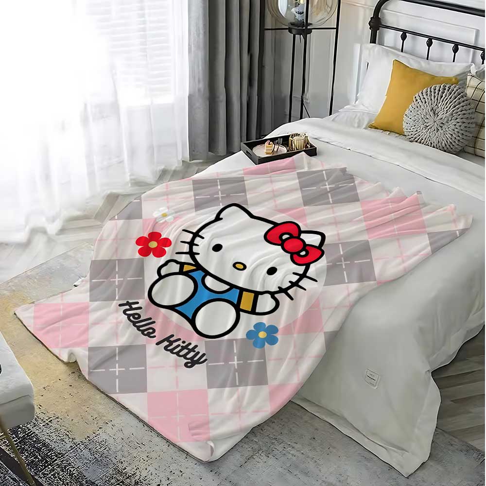 Kawaii Hellos Kittys Decorative Blanket Bed Fluffy Plaid Luxury Bedding Sofa Blankets King Size Interior for Home Throw Knee Nap