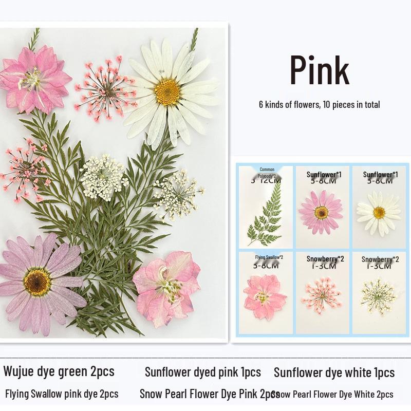 Handmade Resin Pressed Flower Bookmark DIY Kit: Transparent Specimen Stickers & Dried Flowers for Students