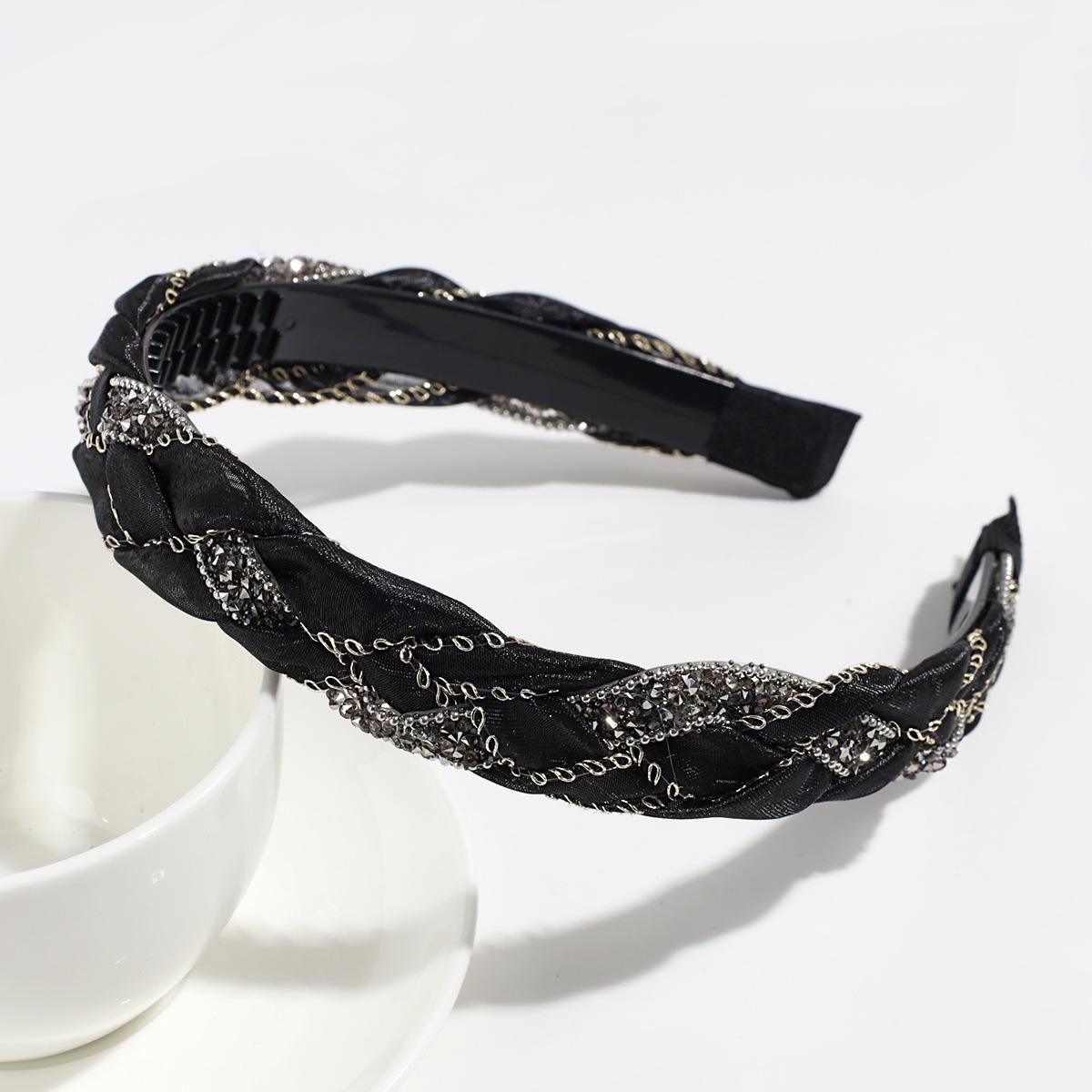 Модный Элегантный Темпераментный Ретро Стразы Плетеный Ободок для Волос для Выхода Универсальный Милый Ободок для Волос Украшение для Волос