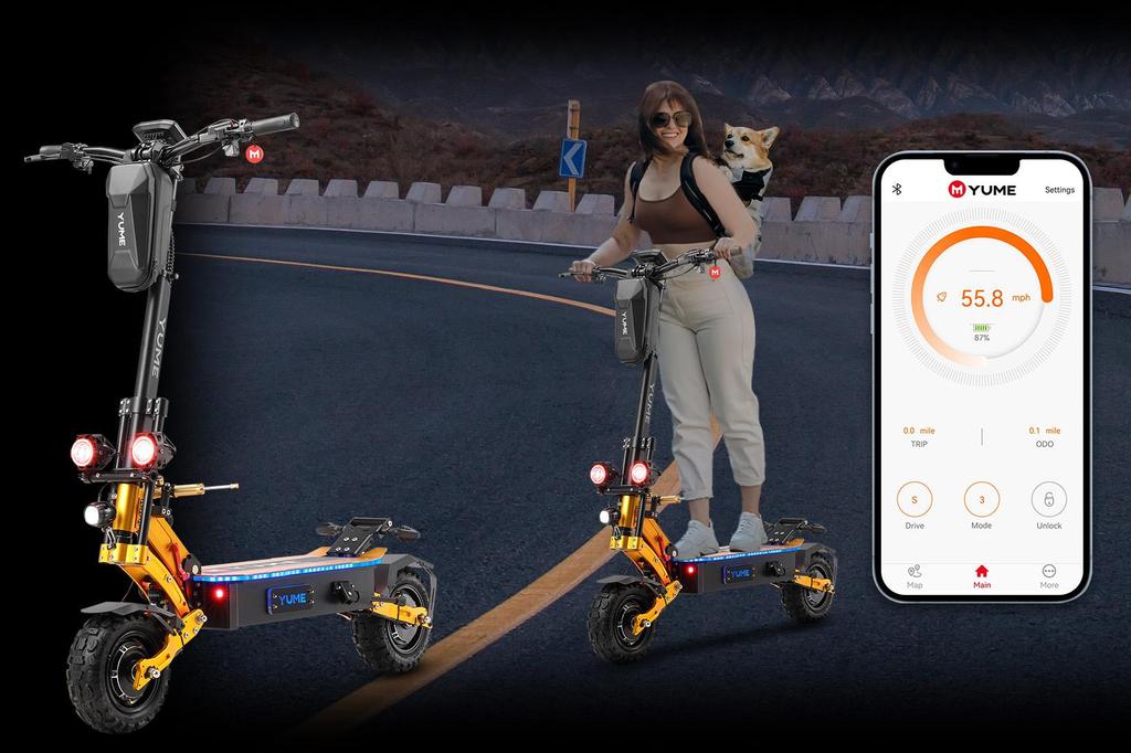 YUME X11+ Adult Electric Scooter, Hydraulic Brake + Electronic Brake, BMS, Wide Tire, 3000W Dual Motor, IP 54