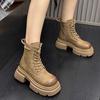 Thick-soled heightening Martin boots women's retro boots small casual rhubarb mountaineering boots