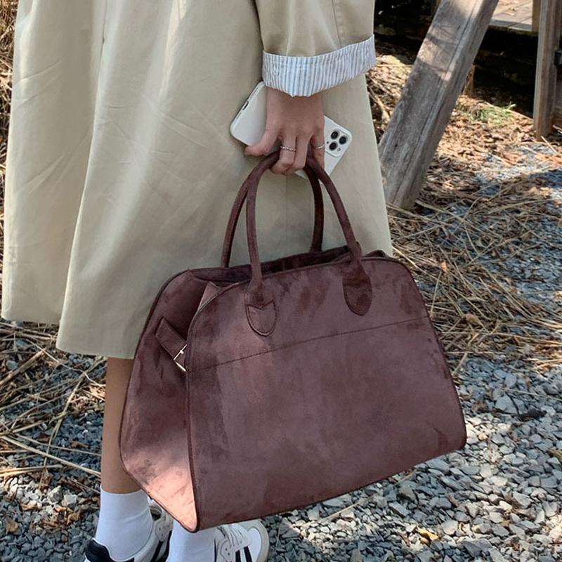 Geantă Tote din Piele Suede de Înaltă Calitate Designer de Lux Boston Geantă de Mână Mare Iarnă Vintage Genți de Umăr pentru Femei