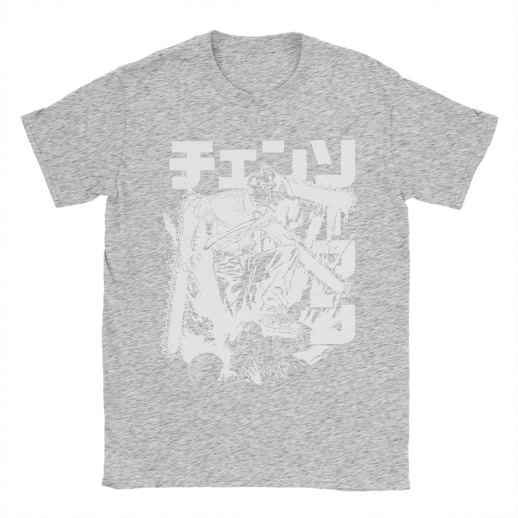 Hip Hop Chainsaw Warrior Tshirts Men 100Cotton Short Sleeve Chainsaw Man Manga Denji Devil Makima Anime Summer Clothing