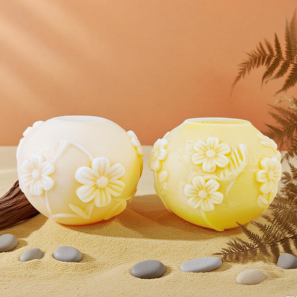 Honeycomb Cylinder Sphere Silicone Candle Mold Bee Daisy Relief Handmade Pillar Plaster Ornament Mould Candle Making Supplies